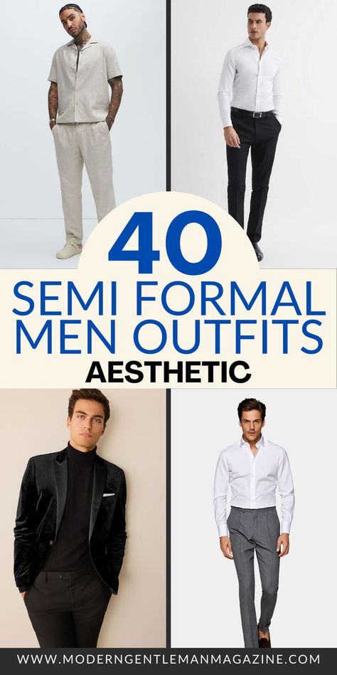 Explore the 40 best semi-formal outfit ideas for men! Perfect for winter casual settings, classy events, or aesthetic looks that balance comfort and style. Upgrade your wardrobe with these versatile options. 👔✨ #SemiFormal #MensFashion #StyleInspo Semiformal Outfit Men, Formal Winter Outfits Men, Men Formal Outfit Classy, Formal Look For Man, Semi Formal Men Outfit, Semiformal Outfit, Semi Formal Men, Semi Formal Dress Code, Men Formal Outfit