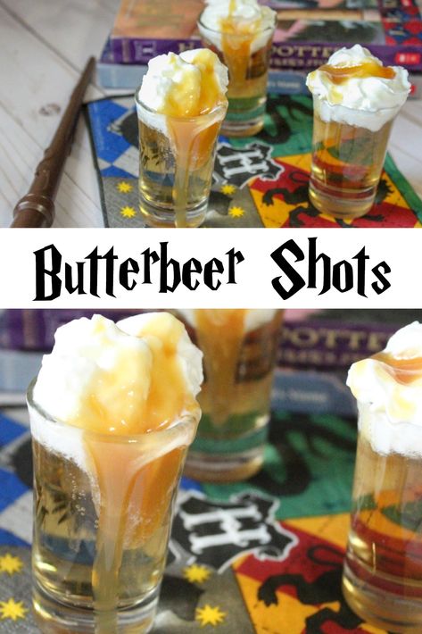 Alcohol Butterbeer, Butterbeer Shots, Harry Potter Motto Party, Harry Potter Bachelorette Party, Harry Potter Cocktails, Harry Potter Butterbeer, Harry Potter Drinks, Party Food For Adults, Disney Cocktails