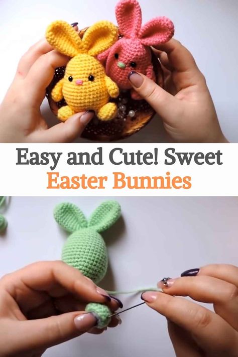 Crochet Rabbit Free Pattern, Crochet Keychain Ideas, Easter Crochet Patterns Free, Whimsical Crochet, Easter Bunny Crochet Pattern, Crochet Appliqué, Amigurumi Food, Play Kitchens, Colorful Chocolate