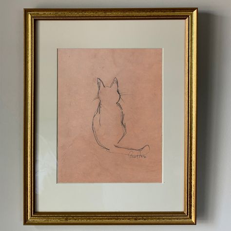 CAT SKETCH 2 | emily ruth design Framed Sketches, Nature Paper, Lokta Paper, Apartment Art, Cat Sketch, Natural Paper, Minneapolis Minnesota, Minimal Art, 11 Inches