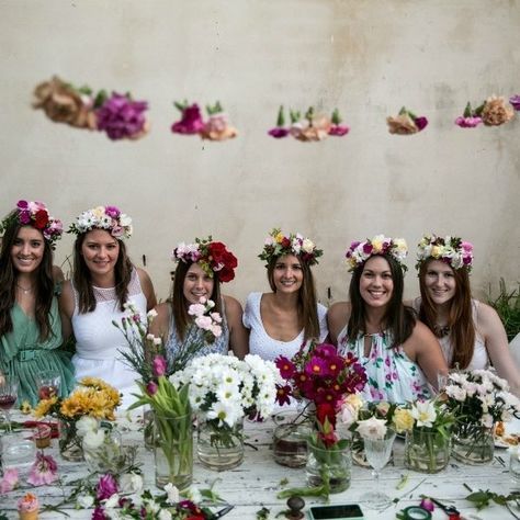 Hen Party Games | Top Hen Do Game Ideas | HenBox Flower Crown Bar, Hen Party Games, Diy Flower Crown, Event Planning Company, Hens Night, Hen Do, Styl Boho, Flower Crowns, Bridal Flowers