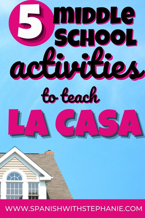 Blog post demonstrates complete lesson plans to teach rooms of the house in Spanish, furniture, and family members. Games, activities, worksheets, projects, assessments, culture, reading, authentic listening, & technology integration all related to the house, home, casa, hogar for middle school & high school Spanish students. Home tour project.Proyecto para describir la casa y sus habitaciones, cuartos, y muebles. Juegos de vocabulario y gramática. Tareas, exámenes y cultura sobre las casas. Leslie Grahn Authentic Resources Spanish, Spanish Projects, Spanish Classroom Activities, Spanish Furniture, Classroom Management Plan, Middle School Activities, Teaching Secondary, Middle School Spanish, Social Emotional Activities