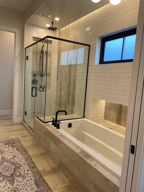 Shower And Bath Seperate, Bathroom Shower And Bath Seperate, Bathroom Shower And Bath, Open Showers, Shower And Bath, Bathroom Remodel Designs, Bathroom Shower, Bathroom Remodel, Alcove Bathtub