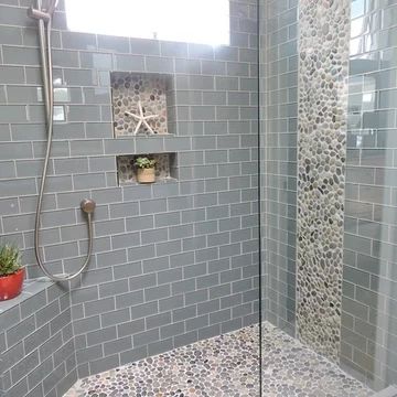 Gray Tile Shower Ideas, Gray Tile Shower, Gray Tile, Subway Tile Showers, Shower Renovation, Subway Tiles Bathroom, Tiles Ideas, Diy Bathroom Remodel, Room Tiles