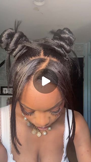 UCHECHI on Instagram: "Let’s make cereal ❤️❤️❤️ haha 🥛🥣✨ . You likey ??? Two bangs and two buns 🔥
- Also do you guys like these type of videos 👀 or more vlog style , let me know down below 🥰 
- #4chair #type4hair #kinkyhair #protectivestyles #naturalhair #ninjabuns #edgesonfleek #slayqueen" Two Space Buns Natural Hair, 2 Buns With Bangs, Two Buns With Bangs, Space Buns Natural Hair, Two Space Buns, Two Buns, Type 4 Hair, 4c Hairstyles, Protective Styles