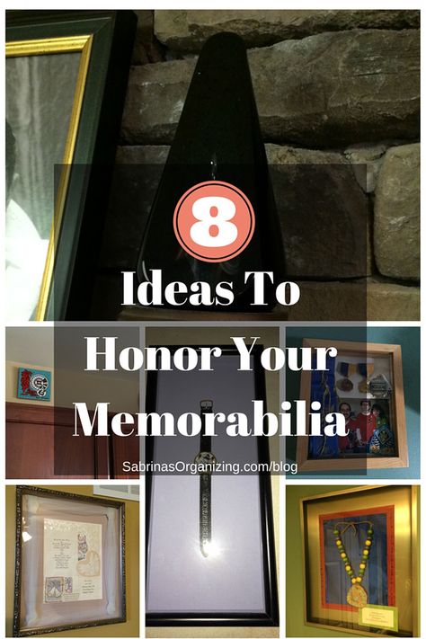 8 Ideas to Honor Your Memorabilia - creative ideas to feature your favorite things in your home. - sabrinasorganizing.com Memorabilia Storage, Memorabilia Display, Frame Kids Artwork, Invitation Frames, Keepsake Crafts, Kids Artwork, Photo Organization, Photo Scrapbook, Creative Tattoos