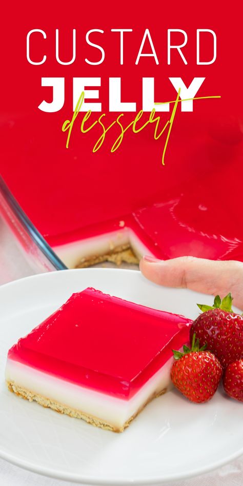 Try fooodlove’s easy custard and jelly dessert - the perfect sweet for a sunny day. Jelly Custard Desserts Recipe, Jelly And Custard Desserts, Jelly Dessert Recipes, Jelly Tart, Jelly Custard, Custard Cake Recipes, Easy Custard, Jelly Desserts, Custard Recipe