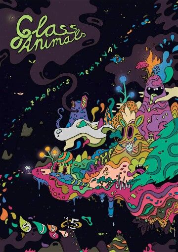 Glass Animals (2015) Glass Animals Poster Vintage, Posters Glass Animals, Dreamland Glass Animals, Glass Animals Wallpaper, Glass Animals Aesthetic, Glass Animals Poster, Glass Animals Band, Nyc Print, Bedroom Wall Collage