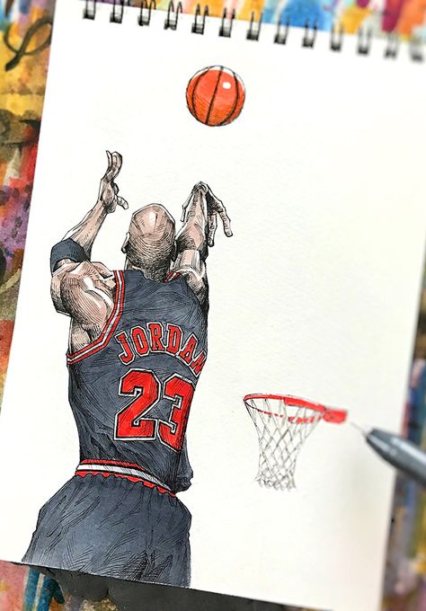 ARTIST: Dai Tamura​ (dai-tamura.com) via: YellowMenace.net Courtside Seats, Basketball Player, Nba Basketball, Basketball Players, Michael Jordan, Nba, Jordan, Basketball