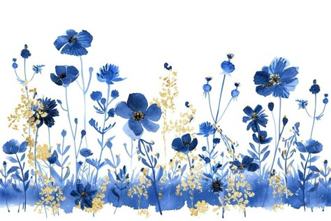 Blue watercolor floral border | free image by rawpixel.com / Adjima Watercolor Floral Border, Farm Hacks, Blue Watercolor Floral, Sublimation Projects, Plant Pattern, Flower Border, Digital Flowers, Watercolor Flower, Floral Border