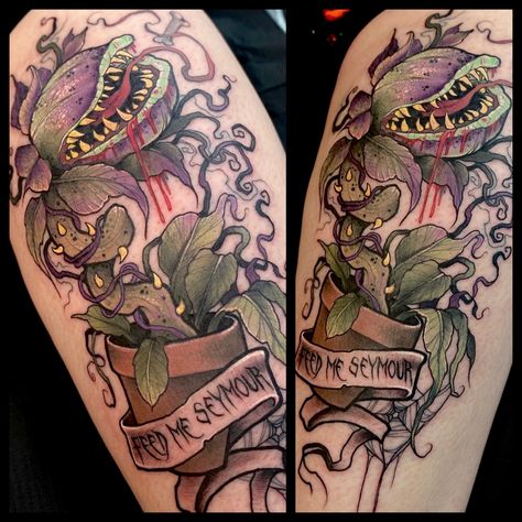 Audrey 2 Tattoo, Little Shop Of Horrors Tattoo, Gnarly Tattoos, Tattoo Nightmares, Ink Photography, Audrey Ii, Tattoo Apprenticeship, Movie Tattoo, Henna Body Art