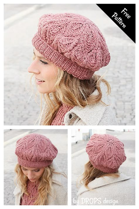 Posh Petals Beret Free Knitting Pattern Knitted Beret Patterns Free, Knit Beret Pattern, Knitting Patterns Hats Women, Beanie Knitting Patterns Free, Beret Pattern, Hat Patterns Free, Knit Beret, Knitting Patterns Free Hats, Knitted Beret