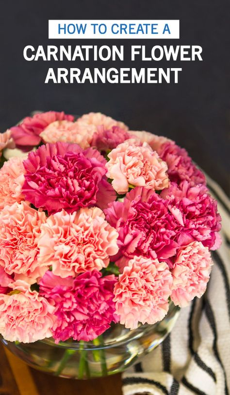 Freshen up your home just in time for Valentine’s Day with this tutorial for How to Create a Carnation Flower Arrangement. Simply grab a fresh bouquet from Kroger and you’ll have beautiful decor in no time. Carnations Flower Arrangements, Carnation Flower Arrangements Ideas, Pink Carnation Centerpieces, Carnation Flower Arrangements, Vday Flowers, Carnation Centerpieces, Carnation Bouquet, Bubble Vase, House Flowers