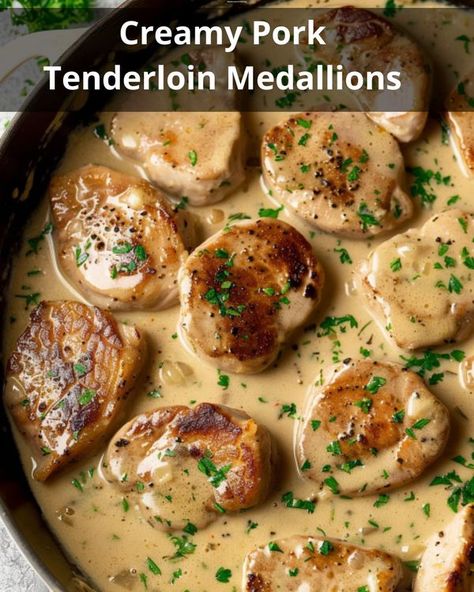 Recipes Vista Creamy Pork Tenderloin Recipes, Island Pork Tenderloin, Pork Loin Medallions Recipes, Pork Tenderloins, Pork Tenderloin Chops Recipes, Pork Tenderloin Medallion Recipes, How To Cook Pork Tenderloin Medallions, Pork Tenderloin Stew, Recipes Using Pork Tenderloin