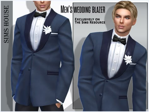 Sims House's Wedding blazer for men Wedding Blazers For Men, Marriage Suits, Sims 4 Wedding Dress, Wedding Blazer, Sims 4 Men Clothing, Cc Clothing, Sims 4 Male Clothes, Alpha Cc, Men's Wedding Outfit