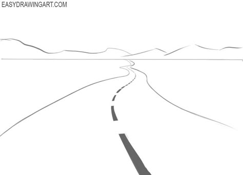 How to Draw a Road How To Draw A Road Step By Step, Simple Road Drawing, How To Draw A Road, Drawings Of Roads, Road Drawing Easy, Road Drawing Perspective, Road Drawing Simple, Road Drawing Pencil, Road Trip Drawing Simple