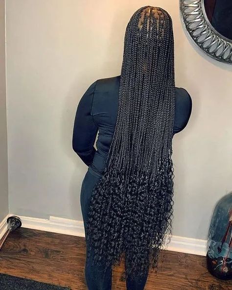 50 Inch Knotless Braids, Box Braids Protective Styles, Women Braids Hairstyles, Styles On Natural Hair, Braids Protective Styles, Box Braids With Curly Ends, Braids With Curly Ends, Real Rapunzel, Sleek Braid