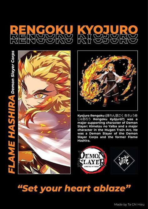 Rengoku Lockscreen, Rengoku Design, Friendship Images, Rengoku Kyojuro, Tshirt Printing Design, Black Tulips, Tshirt Design Inspiration, Anime Tshirt, Demon King Anime