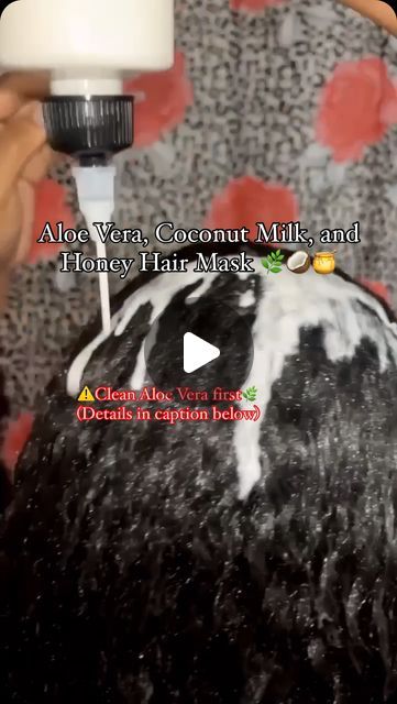 ricewatergirl™ LLC on Instagram: "🥥Aloe Vera, Coconut Milk, and Honey Hair Mask🍯

🥥Aloe Vera and Coconut Milk:
✨Moisturize dry scalp
✨Strengthen and condition
✨Promote new hair growth

🚨It is important to clean the aloe latex (yellow slime) out of the aloe vera first because it can cause itchiness or irritation

🌿How to Clean the Aloe Vera❓
1️⃣Slice the end of the aloe vera off
2️⃣Stand the leaf in a bowl of water for 1 hour (the water will turn yellow)
3️⃣Remove from water and slice into pieces 
4️⃣Soak pieces in a bowl of water for 15 minutes if needed to remove any aloe latex that did not drain out 

🌿🥥🍯✨:
1. Blend 1/2 cup of aloe vera gel, 1 cup of coconut milk, and honey together 🌿🥥🍯

2. Strain out the mixture and apply as a pre-shampoo treatment 🤍

💗If you have any quest Coconut Milk For Hair Growth, Coconut Milk Hair, Milk Hair, Yellow Slime, Honey Hair Mask, Low Porosity Hair Products, New Hair Growth, Diy Hair Mask, Honey Hair