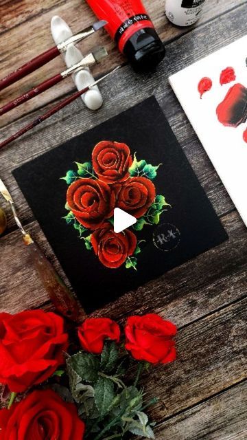 Renjitha Anoop on Instagram: "🔴🌹 ELEGANT Red ROSES on GLASS 🌹 Painting Flowers ✨️💫 One of my favorite flowers to paint, Satisfying brush strokes. Paint with me on texture base, flowers using simple bold strokes.Double Tap ❤️ if you like my creation ♥️, share your thoughts in the comment box. Save it for later 🫶 Materials: Glass Acrylic paints @liquitexofficial Angle Brush 1/2" Liner Brush #reelsinstagram #reelsvideos❤️ #viralreelsvideo❤️ #incredible #satisfying #redroses🌹 #reelspaintingvideos #art #renjithaanoop #beautifullday #red #roses #glassart #instagood #dailyart #reelsvideo #viralreels #trendingmusic #reelstrendingvideo #instafollowme #followersforfollowers #paint #artvideos #lovenature💚 #valentinedaygift #reelsdailypost😍 #trendingreels #instafamily #reelsinstagram" Flowers To Paint, Rose Painting Acrylic, Paint With Me, Acrylic Tutorials, Liner Brush, Painting Flowers, Favorite Flowers, Elegant Red, Rose Painting