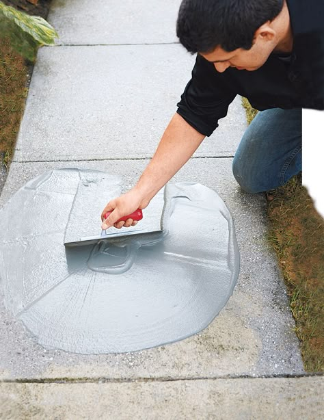 a 40-pound bag of resurfacer Concrete Refinishing, Landscape Tips, Concrete Patio Makeover, Concrete Resurfacing, Concrete Walkway, Concrete Driveways, Concrete Steps, This Old House, Concrete Porch