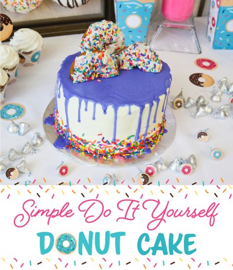 Create a simple DIY donut cake for you next baby shower, birthday or sprinkle party. Add fun doughnut party decorations to make any occasion sparkle a little more! Diy Donut Cake, Donut Birthday Cake, Doughnut Party, Diy Donut, Donut Themed Birthday Party, Diy Birthday Cake, Diy Donuts, Donut Cake, Donut Decorations