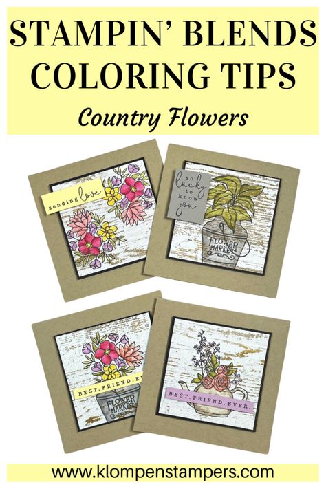 Stampin Up Country Flowers, Country Flowers Stampin Up Cards, Easy Card Making, Jackie Bolhuis, Card Making Flowers, Card Making Ideas Easy, Stampin Blends, Flowers Cards, Crafting Techniques