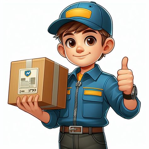 Express Delivery: Cartoon Character of a Young Courier with Parcel - vectorartworld.com Delivery Cartoon, Boy Illustration, Cartoon Boy, Vector Cartoon, Courier Service, Cartoon Images, Cartoon Pics, A Cartoon, Cartoon Illustration