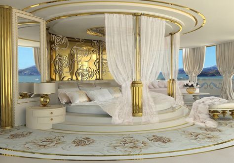 Luxury King Size Bed, King Size Bed Luxury, Round King Size Bed, King Size Bed Master Bedrooms Luxury, King Sized Bed Master Bedrooms, Large Luxury Bedroom, Guest Bedroom Luxury, Luxury Guest Bedroom, Luxury Bedroom Design Master Suite