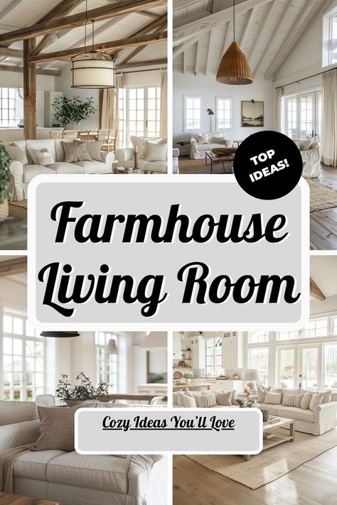 🌻 Looking to bring the charm of farmhouse style into your living room? Explore this cozy farmhouse living room with rustic decor elements and modern farmhouse kitchen inspiration. Perfect for fans of country-style farmhouse kitchens and farmhouse interior design. 🏡🌿 #farmhousedecor #farmhouseliving #modernfarmhouse #rusticdecor #interiordesign #kitchenideas Rustic Farmhouse Interior, Modern Farmhouse Interior, Cozy Farmhouse Living Room, Modern Farmhouse Interior Design, Farmhouse Living Room Ideas, Cozy Interior Design, Farmhouse Living Room Decor Ideas, Rustic Farmhouse Living Room, Farmhouse Style Living Room