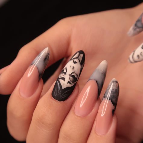 Adams Family Nail Art, Adams Family Nails, Addams Family Nails, Winter Nails Acrylic, Uñas Acrilicas, Addams Family, Nails Acrylic, Nail Manicure, Winter Nails