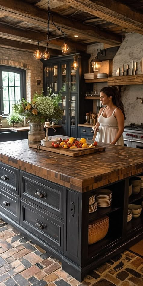 Kitchen Island Decor Ideas, Kitchen Island Decor, Rustic Kitchen Design, Cabin Kitchens, Island Decor, Cottage Kitchen, Beautiful Kitchens, Kitchen Style, Rustic Kitchen