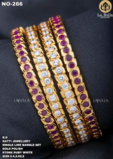 Labella New Collection December 2020 - Indian Jewelry Designs Stone Bangles Gold, Indian Brides Jewelry, Simple Gold Bangle, Plain Gold Bangles, Ruby Jewelry Necklaces, Jewel Design, Stone Bangles, Ruby Bangles, Diamond Pendant Jewelry