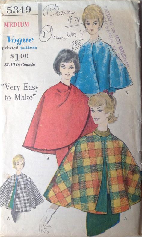 Circle Cape Pattern, One Piece Pattern, Vintage Capsule Wardrobe, Cape Pattern Sewing, Pink Cape, Cape Pattern, Awesome Outfits, Vintage Dress Patterns, Dress Making Patterns