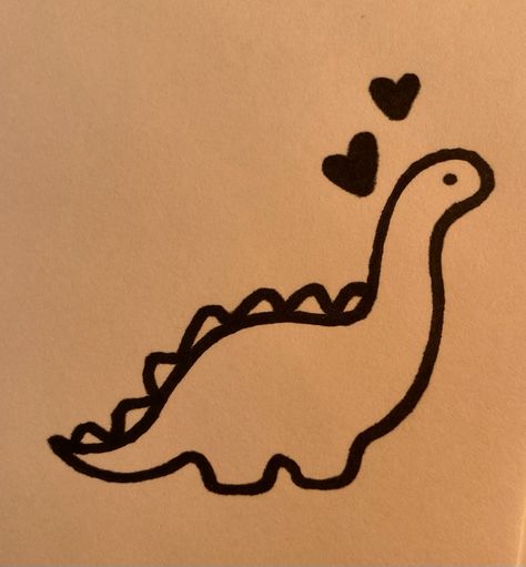 Llama Doodle Easy, Asthetic Drawings Simple Doodle, Dino Cute Drawing, Cute Dinosaur Drawing Easy, Dino Doodles Easy, Dinosaur Doodle Easy, Cute Nature Drawings, Doodles Dinosaur, Simple Dinosaur Drawing