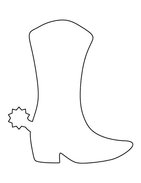 Cowboy boot pattern. Use the printable outline for crafts, creating stencils, scrapbooking, and more. Free PDF template to download and print at http://patternuniverse.com/download/cowboy-boot-pattern/ Cowboy Boot Template, Cowboy Boot Pattern, Rodeo Crafts, Wild West Crafts, Cowboy Boot Crafts, Boot Pattern, Cowboy Quilt, Cowboy Crafts, Wild West Theme