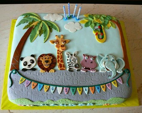 Square one Zoo Birthday Cake, Zoo Animal Cakes, Jungle Birthday Cakes, Zoo Cake, Deco Cupcake, Animal Birthday Cakes, Jungle Cake, Safari Cakes, Zoo Birthday