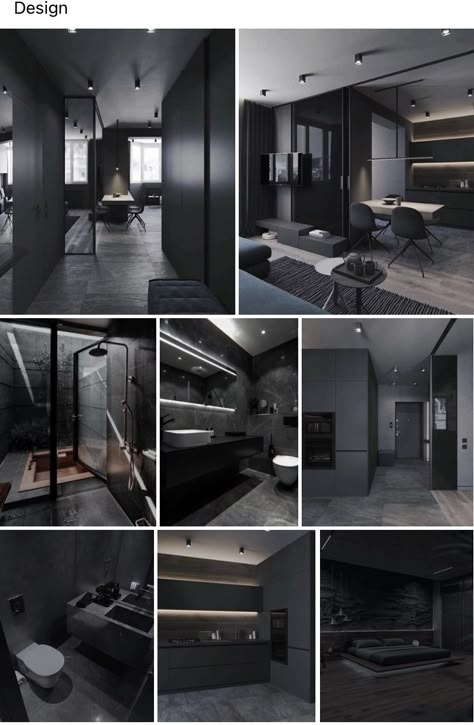 Dark Apartment Interior, Dark House Interior, All Black Room, Black Living Room Decor, Dream Closet Design, Loft Interior Design, Interior Design Your Home, Building Plans House, Modern Exterior House Designs