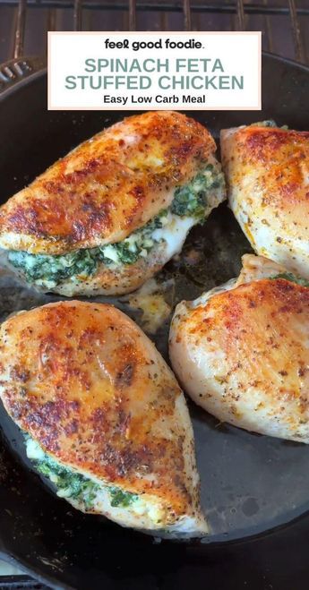 Spinach Feta Stuffed Chicken is an upgrade from your everyday weeknight chicken recipes - juicy chicken breast perfectly seasoned and baked! Weeknight Chicken Recipes, Healthy Stuffed Chicken Breast, Chicken Recipes Juicy, Spinach Feta Chicken, Feta Stuffed Chicken, Feta Stuffed Chicken Breast, Baked Stuffed Chicken, Juicy Chicken Breast, Weeknight Chicken