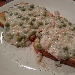 Hard Times Creamed Tuna - Allrecipes.com Creamed Tuna On Toast, Tuna On Toast, Creamed Tuna, Peas On Toast, Dinner For Four, Tuna Recipe, Creamed Peas, Tuna Recipes, On Toast