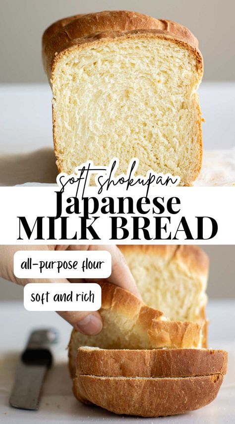 Japanese Milk Bread Japanese Milk Bread Recipe, Shokupan Bread, Shokupan Recipe, Pumpkin And Ginger Soup, Fluffy Bread Recipe, Soft Bread Recipe, Japanese Sandwich, Recipe Japanese, Fluffy Bread