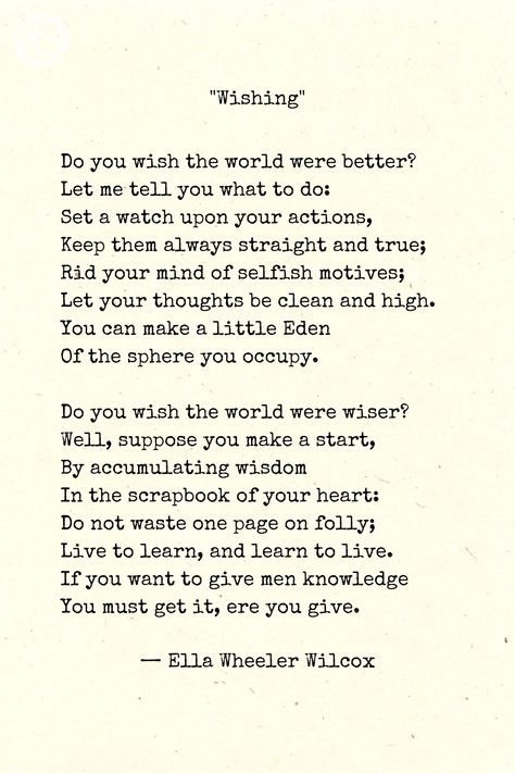 Step into the mesmerizing world of Ella Wheeler Wilcox with our captivating collection of her poems! These timeless verses weave tales of love, life, and inspiration, enchanting readers with their depth and beauty. Perfect for poetry enthusiasts and those seeking a touch of literary elegance, these poems are ideal for quiet reflection or lively discussions. Allow yourself to be transported by Wilcox's words and discover the magic of her poetic universe! Poems By Famous Poets, Her Poems, Rumi Poem, Christian Poems, Poetry Prompts, Forms Of Poetry, Famous Poets, Find Motivation, Best Poems