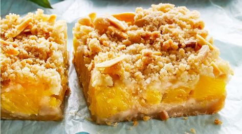 RX_2002_Buttery Pineapple Crumble Bars Pineapple Crumble Recipe, Pineapple Crumble Bars, Pineapple Bars Pioneer Woman, Pineapple Upside Down Bars, Tropical Pineapple Bliss Bars, Pineapple Bars Recipe, Pineapple Crumble, Pineapple Bars, Bar Cookie Recipes