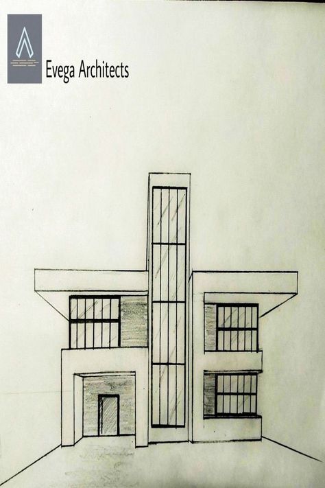 Sketching Serenity: Exterior Design Harmony House Elevation Sketch, Arhitecture Draw Beginner House, Sketch House Simple, Architect Drawing Easy, Architecture Sketch Simple House, Architecture Drawing Beginner House, Arhitectura Drawing House, Architecture Sketch Simple Building, Architectural House Drawing