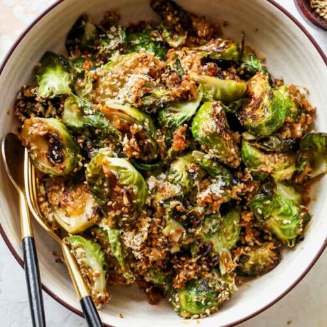 Miso-Sesame Glazed Brussels Sprouts - Dishing Out Health Best Dinner Ideas, Glazed Brussels Sprouts, Dishing Out Health, Bbq Roast, Vegan Meatloaf, Best Dinner, Pan Seared Salmon, Roasted Carrots, Vegetable Sides