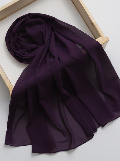 1pc Solid Chiffon Scarf Women Wrap Women HijabI discovered amazing products on SHEIN.com, come check them out! Purple Collar, Chiffon Scarf, Scarf Women, Purple Color, Womens Scarves, Lilac, Chiffon, Women Accessories, Collar