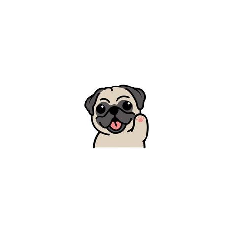 Pug Drawing Easy, Pug Doodle, Pug Drawing, Paw Cartoon, White Pug, Small Dog Tattoos, Pen Doodle, Pug Cartoon, Pug Illustration