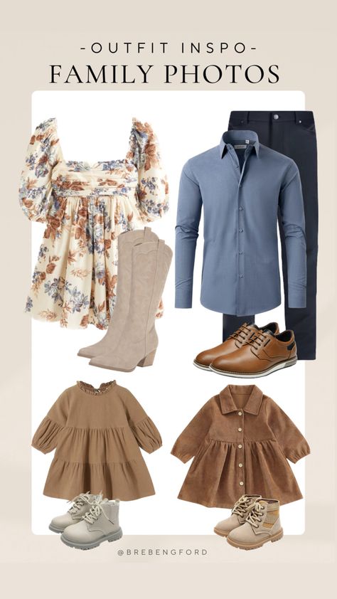 Light Colored Family Photo Outfits, Fall Family Pictures Outfits Sweater, Blue Family Portrait Outfits, Color Schemes Family Pictures, Fall Family Photo Neutral Outfits, Teal And Rust Family Photos, Fall Outfit Family Photoshoot, Brown And Denim Family Photos, September Photoshoot Ideas Family