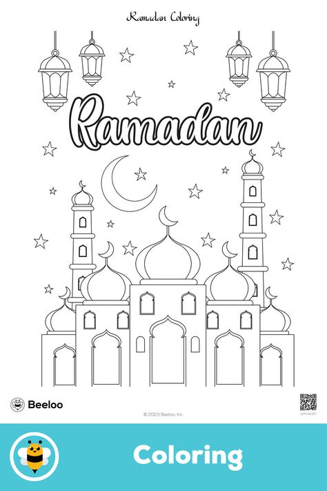 Advanced ramadan-themed coloring page for kids ages 7 and up Ramadan Worksheets For Kids, Ramadhan Coloring, Ramadan Arts And Crafts, Masjid Illustration, Mosque Printable, Ramadan Crafts For Kids, Ramadan Activities For Kids, Ramadan For Kids, Ramadan Decorations Printables