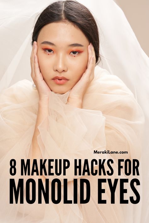 8 Monolid Eye Makeup Hacks to Elevate Your Look | Also known as hooded eyelids, monolid eyes do not have a crease and require an entirely different eye makeup routine than what works for round or almond eyes. In this post, we share everything you need to know -- makeup Dos and Don'ts plus the best tips, products, and application techniques (including step-by-step eye makeup application tutorials) to help you learn how to make your monolid eyes pop. Asian Eye Makeup Tutorial Hooded Eyelids, Eye Makeup For Monolid Eyes, Hooded Monolid Eye Makeup, Asian Eye Makeup Monolid, Eye Makeup For Asian Eyes, Monolid Eyeliner, Eye Makeup Hacks, Different Eye Makeup, Quick Makeup Routine